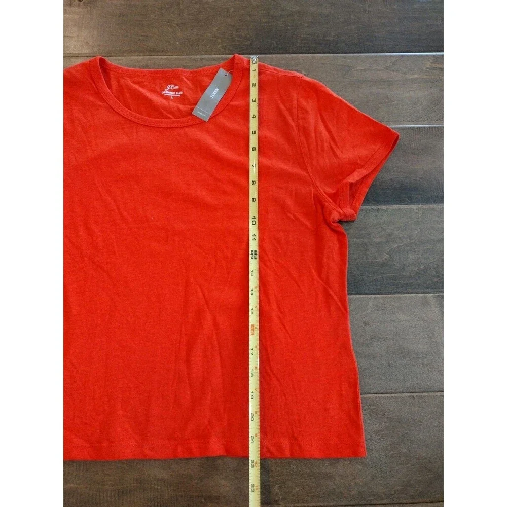 J.CREW Women's NWT short-sleeve Organic Cotton Slub red t-shirt tee - L Large